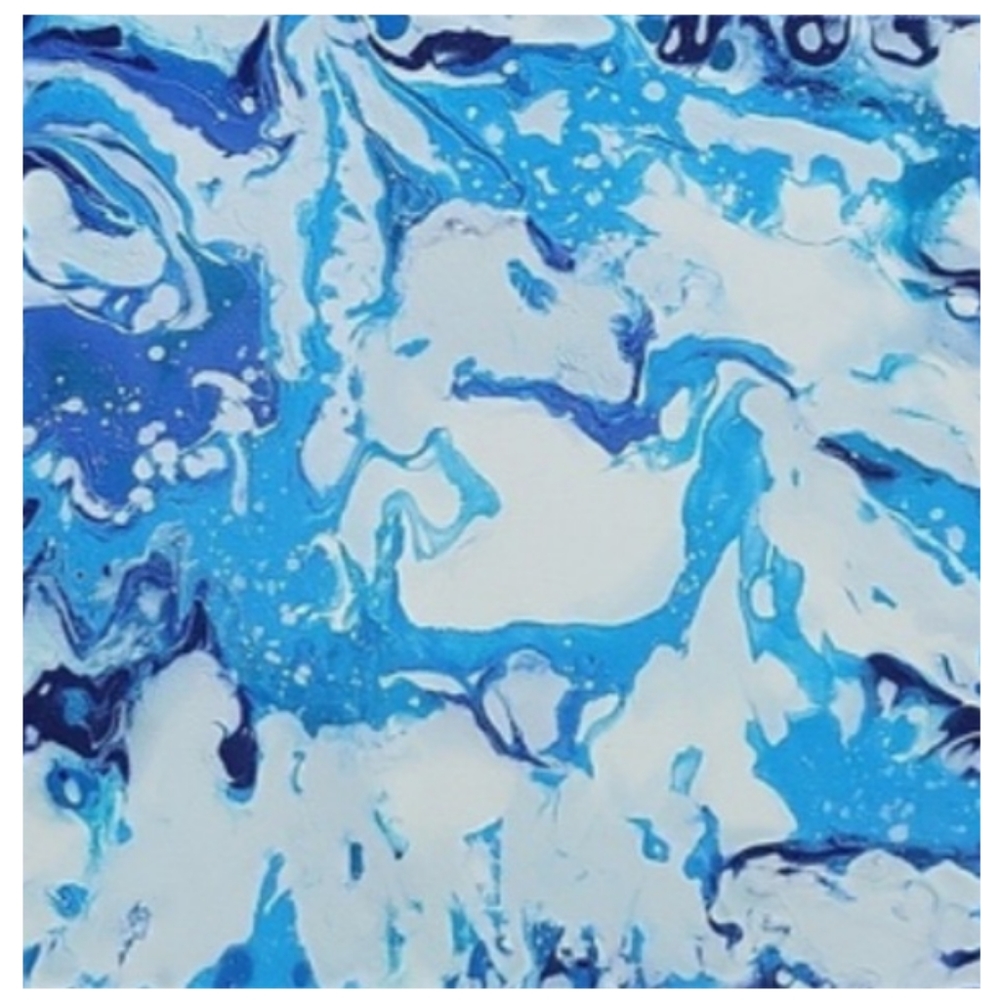 Hand Crafted Blue and White Abstract Design 12 x 12 Inches Canvas Painting - Picture 4 of 4